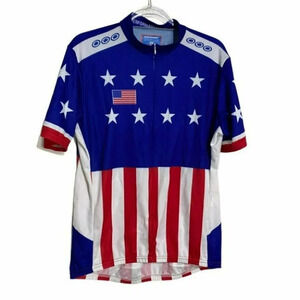 Vintage performance‎ cycling XL Red white blue flag jersey